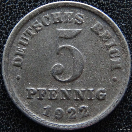 YS: Германия, 5 пфеннигов 1922G, KM# 19 (2)