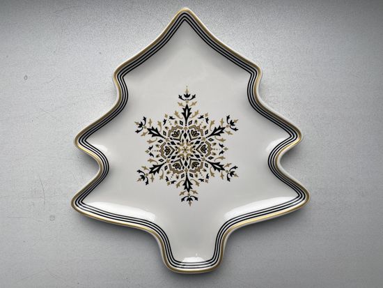 Тарелка "Золотые снежинки", фарфор.