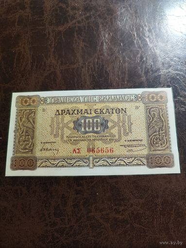 Греция 100 драхм образца 1941 года UNC p116a см доп фото