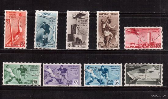 Италия-1934 (Мих.479-487) , гаш. ,  Спорт , Футбол, ЧМ-1934(кат.=700е)(2)