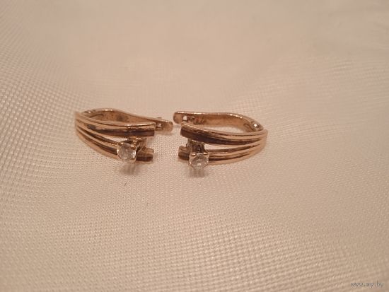 Серги серебро 925 пробы в позолоте