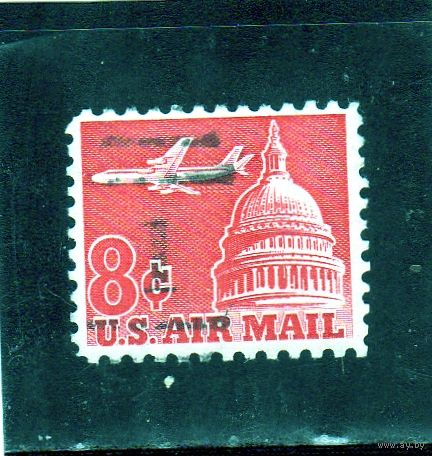 США.Ми-836. Реактивный авиалайнер над Капитолием. Серия: Авиапочта 1952-1967.
