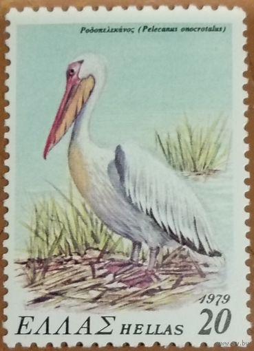 Греция 1979. Фауна. Птицы. Пеликан