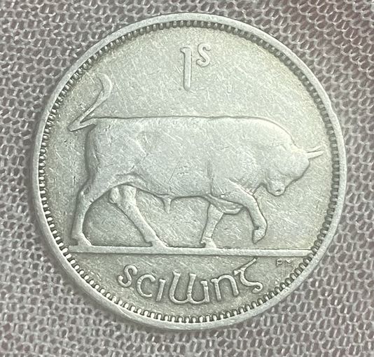 Монета 1 ирландский шиллинг 1942 год. Ирландия. Серебро