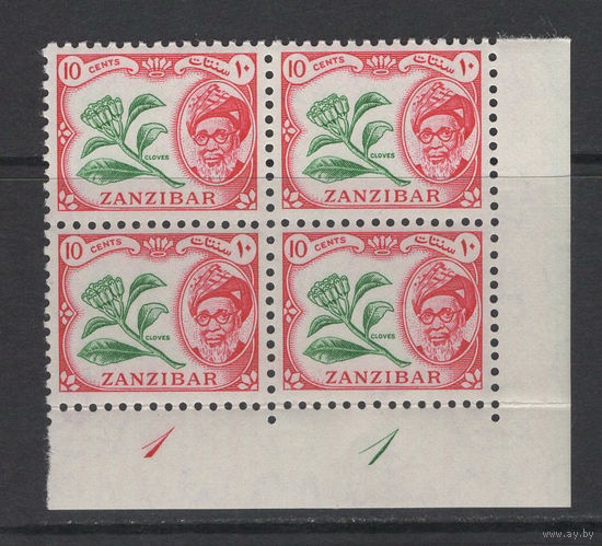 Занзибар 1957** Девятый султан Занзибара Сэр Халифа II бин Харуб Аль-Бусаиди Квартблок SG#359