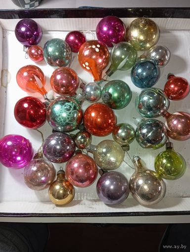 Ёлочные игрушки - Мини шарики 30 штук  . СССР