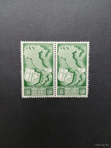 Польша 1946 Сцепка из двух марок из серии "Польский экспедиционный корпус в Италии. Армия генерала Владислава Андерса" (чистая**)