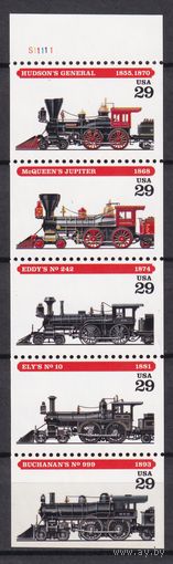 27.Us. США. Паравозы. 1994 г. Серия. Сцепка из 5 Mi.##2479-2483.