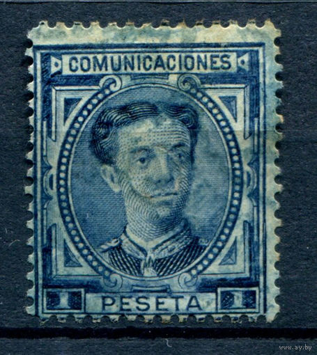 Испания (Королевство) - 1876г. - король Альфонсо XII, 1 Pta - 1 марка - гашёная [Mi 162]. #1-Sp-15-A-1
