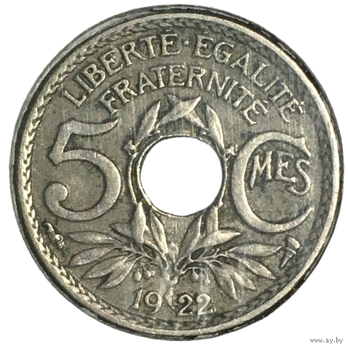 Франция 5 сантимов, 1922 (холдер)