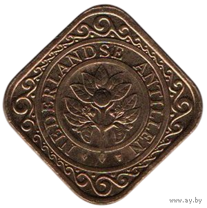 Самоуправляемая Территория Нидерландские Антилы (Антильские Острова). 50 центов 1989. UNC. Цветок апельсина. Позолоченная сталь. Нечастая (315000)