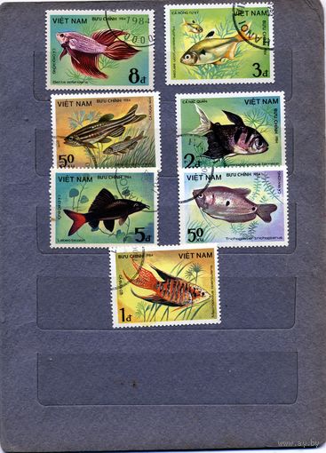 ВЬЕТНАМ, 1984,  Рыбы, серия 7м, гашен