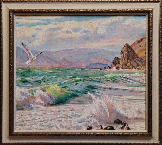 Картина О. Александров "Шторм в крыму", 48х50см. х.м. 2024г.