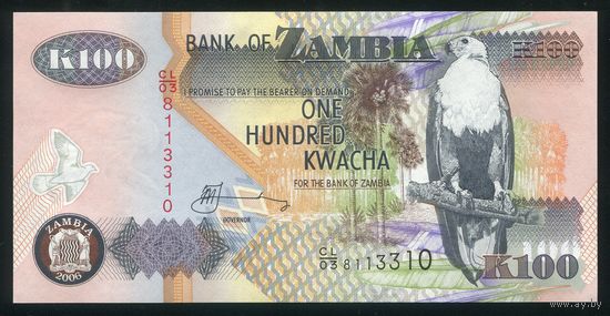 Замбия 100 квача 2006 г. P38f. UNC