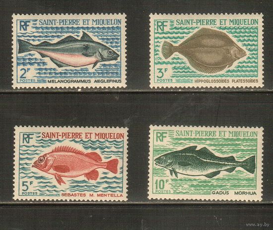 Сен-Пьер и Микелон-1972(Мих.478-481) , **  , Морская  Фауна ,  Рыбы,(полная серия)
