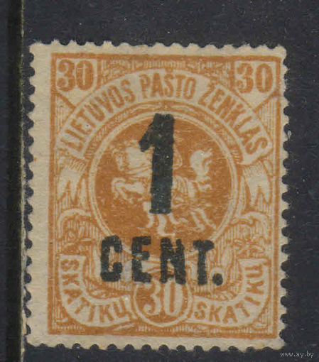 Литва Респ 1922 Новый номинал Герб Надп Стандарт #141*