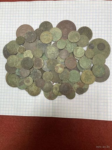 Медные царские монет.Лот1 -79шт