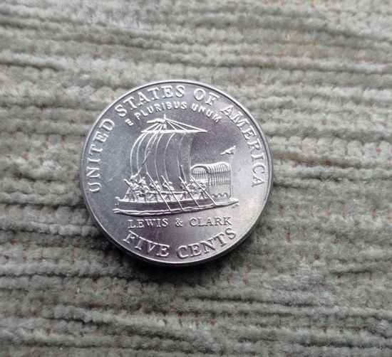 Werty71 США 5 центов 2004 D 200 лет экспедиции Льюиса и Кларка - Лодка Корабль