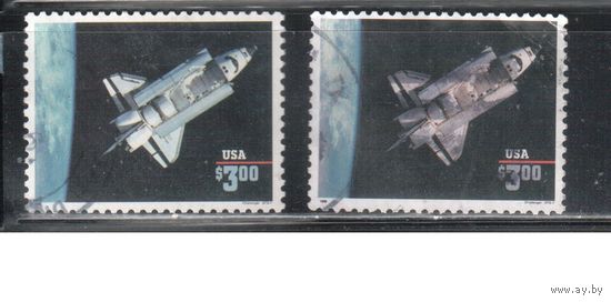 (США-1995 (Мих.2581 I+II) , гаш. ,  Космос(одиночка), 2 типа(2)