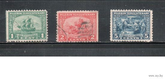 США-1920, (Скотт.548-550),  гаш.(1 м - * ) , Пилигримы, Флот, Корабли(полная серия)