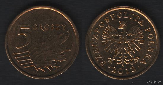 Польша y278 5 грош 2013 год (mw) (стар.тип) надп. вокруг орла (_alb2