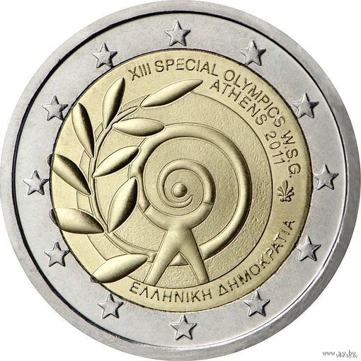 2 евро 2011 Греция Всемирные летние специальные Олимпийские игры UNC из ролла