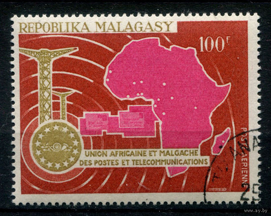 Мадагаскар - 1967г. - 6 лет почтовому союзу и союзу электросвязи Африки и Мадакаскара - 1 марка - полная серия, гашёная с клеем [Mi 570]. Без МЦ!
