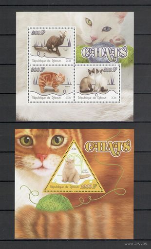 Джибути 2014 Фауна домашние кошки 1 лист и 1 блок MNH**