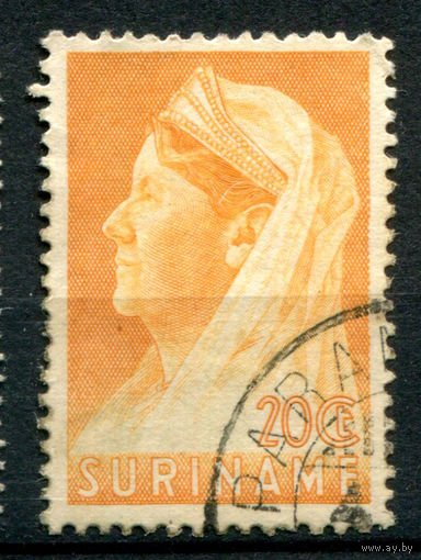 Нидерландские колонии - Суринам - 1936/39г. - королева Вильгельмина, перфорация 12 1/2, 20 с - 1 марка - гашёная [Mi 189]. #3-WB-67-A-1