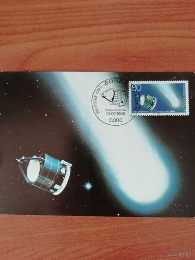 ФРГ 1986 Карт максимум марки "Исследование кометы Галлея "Джотто" Миссия ESA" Mi.1273