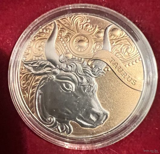 ТЕЛЕЦ 1 рубль. Модернизация #Belcoinart. Золочение, титанирование. Тираж модернизированной монеты 99 штук! В ОРИГИНАЛЬНОМ БАНКОВСКОМ ФУТЛЯРЕ! РЕДКОСТЬ!