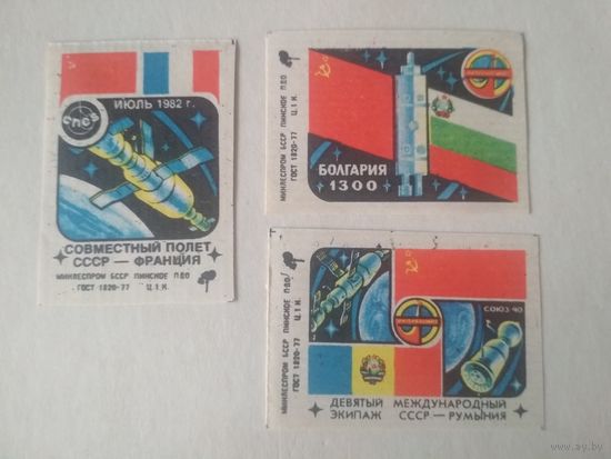 Спичечные этикетки ф.Пинск. Интеркосмос, 3 выпуск. Космос. 1982 год