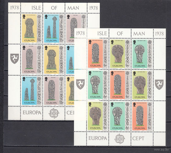 Старинная архитектура. Мэн (Великобритания). 1978. 2 малых листа. Michel N 122-127 (4.8 е)