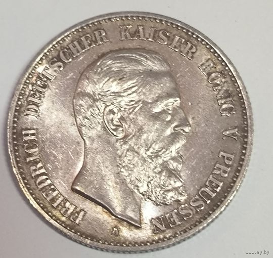 С рубля без мц! 2 марки 1888 Фридрих Пруссия патина! Ms!! в коллекцию!