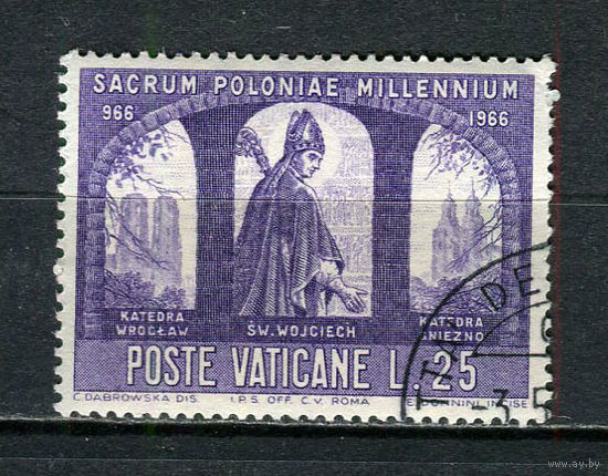 Ватикан - 1966 - Тысячелетняя католическая Польша 25L - [Mi.503] - 1 марка. Гашеная.  (Лот 6HW)-TG3P20