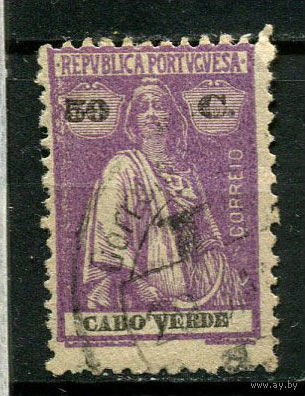 Португальские колонии - Кабо-Верде - 1926 - Жница 50C перф. 12:11 1/2 - [Mi.201] - 1 марка. Гашеная.  (Лот 28Jw)-T9P1