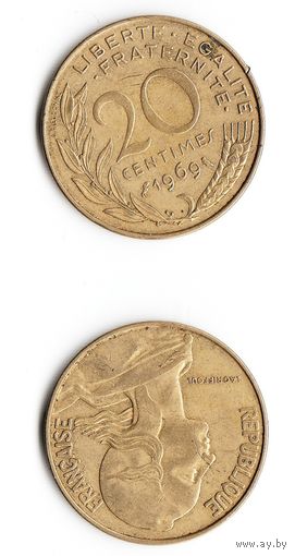 20 сантимов Франция 1969 год