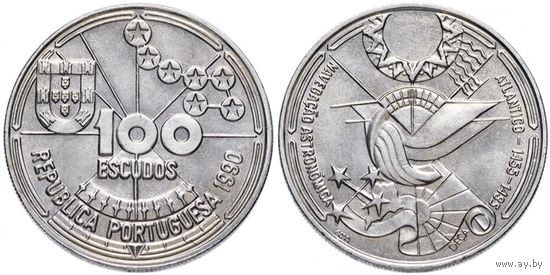 Португалия 100 эскудо, 1990 Золотой век открытий - Астронавигация UNC