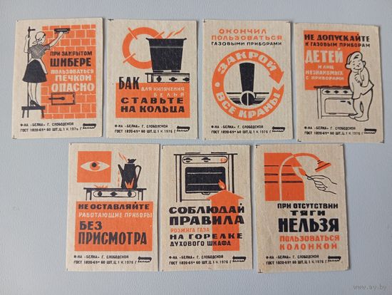 Спичечные этикетки ф.Белка. Пожарная безопасность. 1976 год