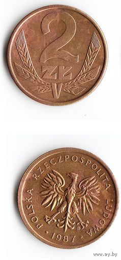 2 злотых Польша 1987 года
