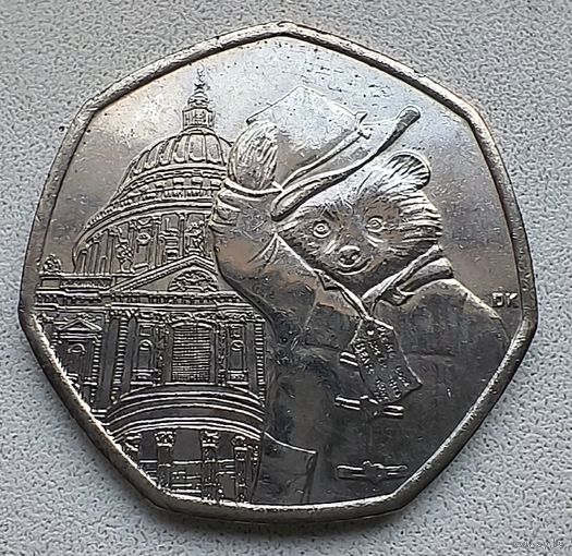 Великобритания 50 пенсов, 2019 Медведь Паддингтон, церковь Святого Павла 4-7-18