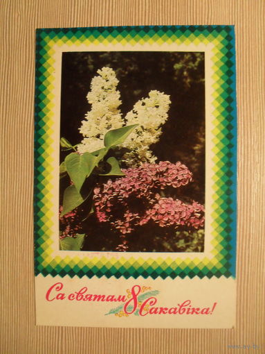 ПОДПИСАННАЯ ОТКРЫТКА. СССР. СА СВЯТАМ 8 САКАВIКА. 1975 г. фото. М. АНАНЬИНА