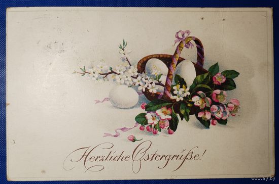 Открытка старинная. 1920 г. Пасхальная.