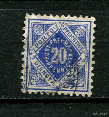 Германские земли - Вюртемберг - 1906/1916 - Dienstmarken. Цифры в ромбе 20Pf - [Mi.116] - 1 марка. Гашеная.  (Лот 131BR)