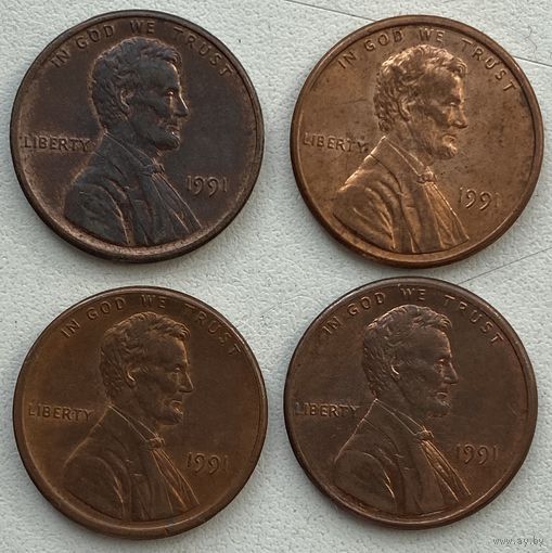 США 1 цент 1991 г. Цена за 1 шт.
