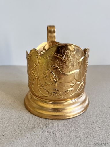 ПОДСТАКАННИК " ГЕРБ ИРКУТСКА ". СМ.ФОТО И ОПИСАНИЕ.