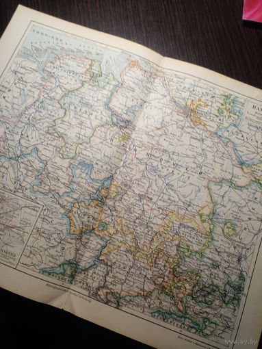 Ганновер земля  Германия карта начала 1900-х 31Х24 см