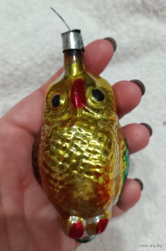 Елочные игрушки, стекло. Сова, филин