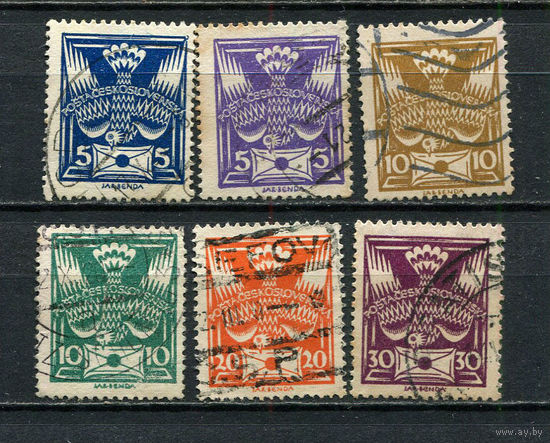 Первая Чехословацкая республика - 1920/1925 - Голубь с конвертом - 6 марок. Гашеные.  (Лот 75Gt)-T41P57