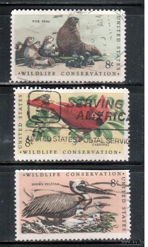 США-1972, (Мих.1079-1081) , гаш. , Фауна, 3 марки